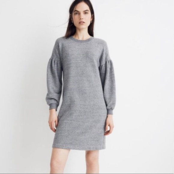 Madewell Bubble-Sleeve Sweatshirt Dress - Picture 3 of 11
